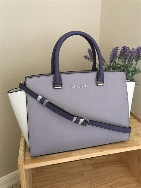 michael michael kors selma large tz satchel lilac optic white|michael michael kors selma large tz satchel tan .